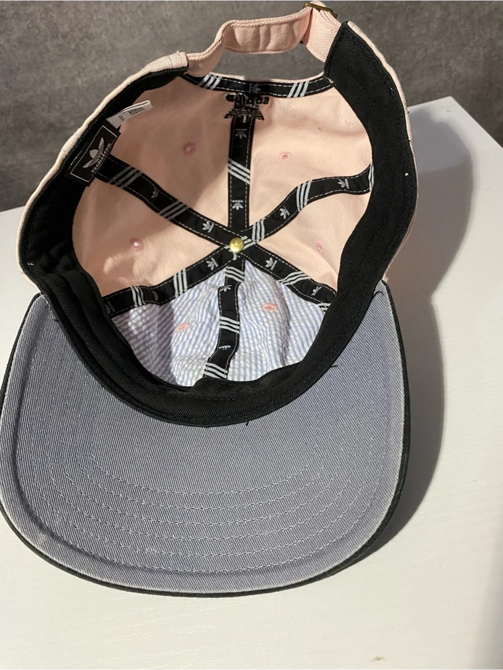 Adidas Originals Trefoil Logo Baseball Cap Light Pink Black Bill Dad Hat OSFM